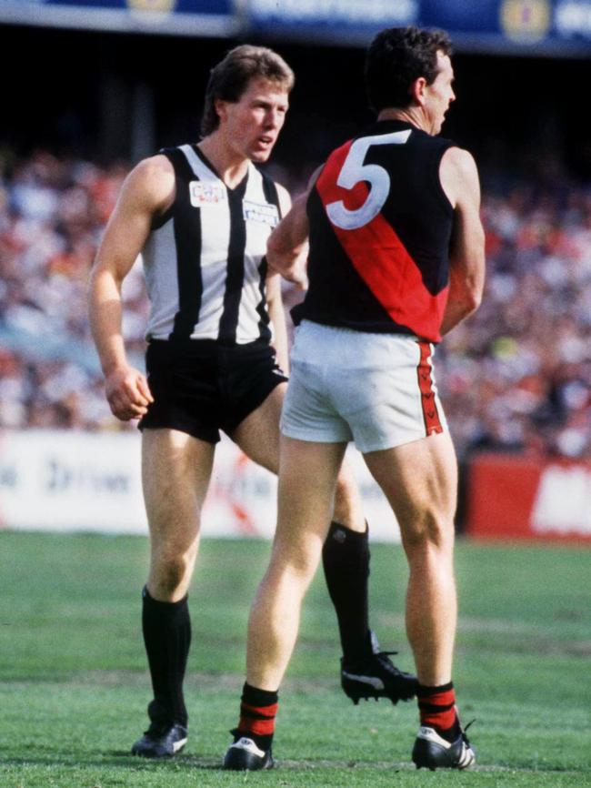 Gavin Brown lets Terry Daniher know he’s back.