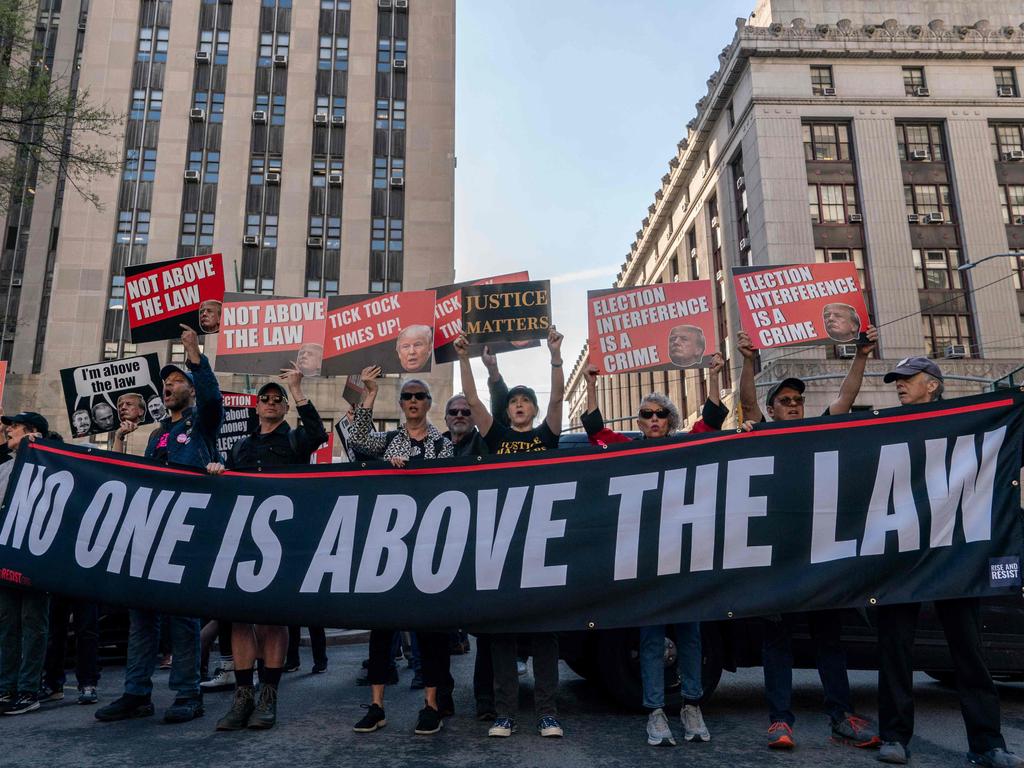 Demonstrators protest outside of Manhattan Criminal Court. Picture: AFP