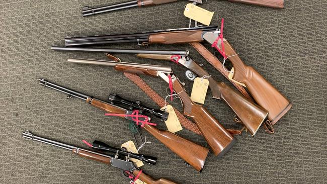 Guns seized during a search near Coonalpyn. Picture: SAPOL