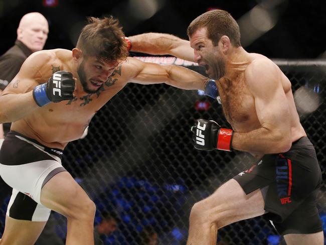 Vaculik (right) in the UFC 193 fight in Melbourne against Danny Martinez in 2015. Picture: Michael Klein