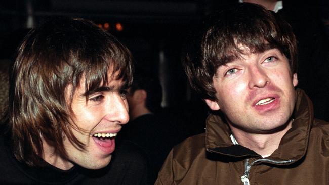 Liam and Noel Gallagher pictured at the Q Magazine music awards in London in 1996. Picture: Alamy