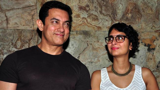 Indian film star Aamir Khan with his wife Kiran Rao in November last year.