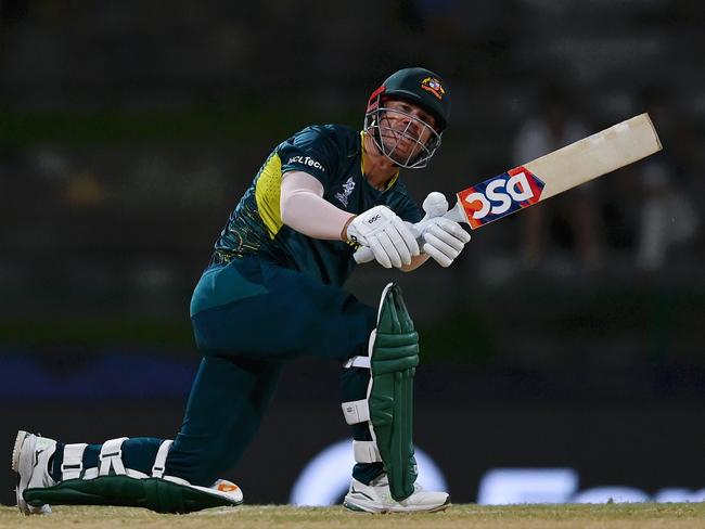 David Warner has been in blistering form at the T20 Cricket World Cup. Picture: Gareth Copley/Getty Images