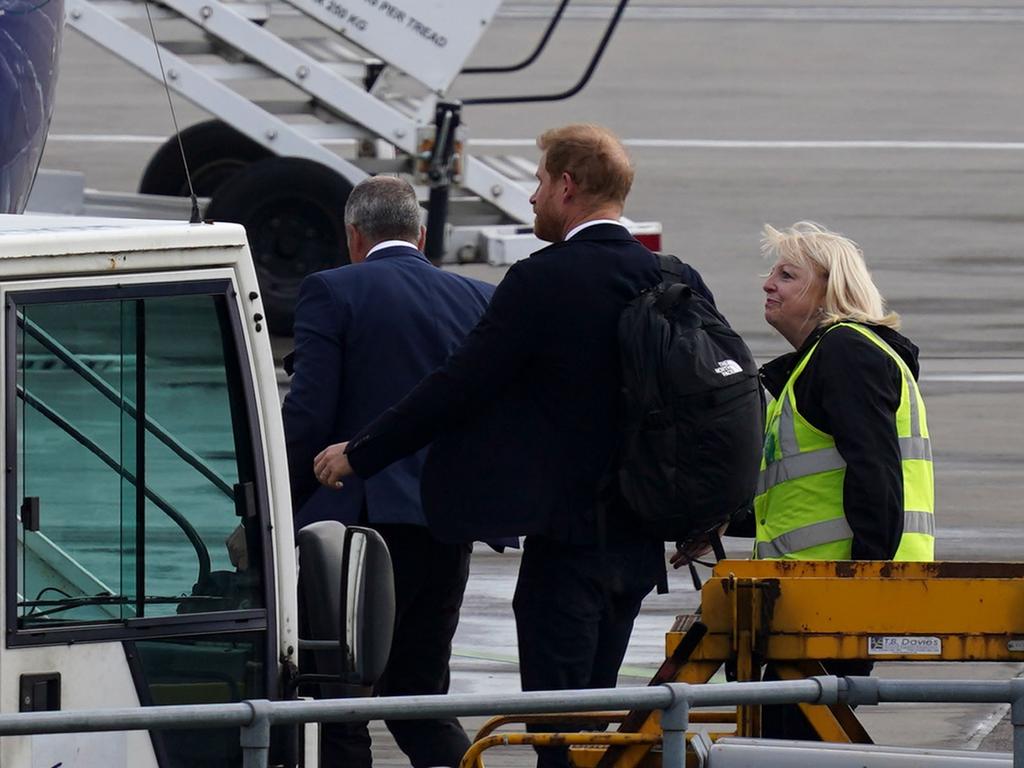 Prince Harry arrived to Scotland after the Queen passed away. Picture: Getty Images