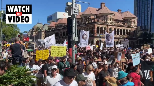 Covid-19 protest action in Brisbane's CBD