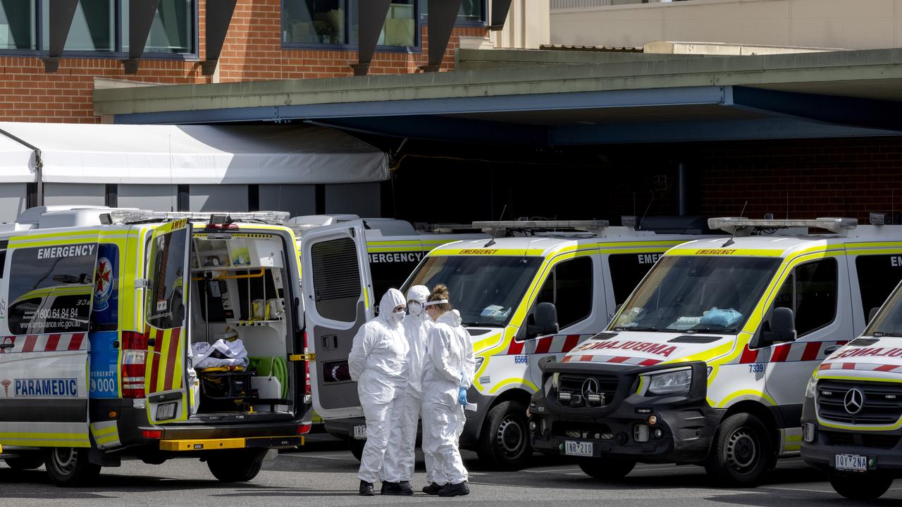 Ambulances outside the Northern Hospital in Epping. Picture: NCA NewsWire / David Geraghty