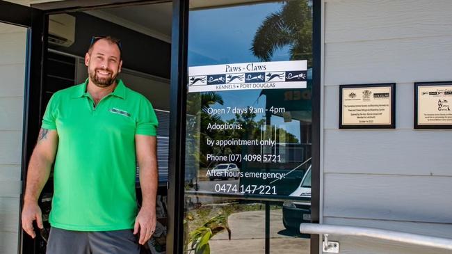 Port Douglas' Paws and Claws facility manager Chris Barber outside the $1.8m new store. Picture: Supplied