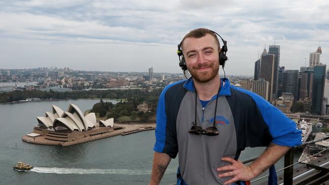 Sam Smith climbing the Sydney Harbour Bridge on a previous trip Down Under.