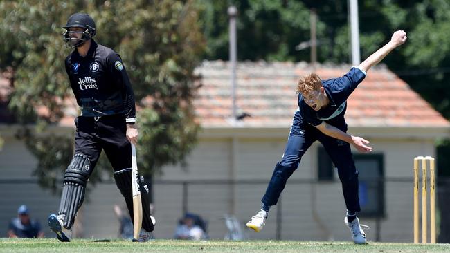 Will Sist delivers as Brunswick’s Liam Murphy watches. Picture: Steve Tanner