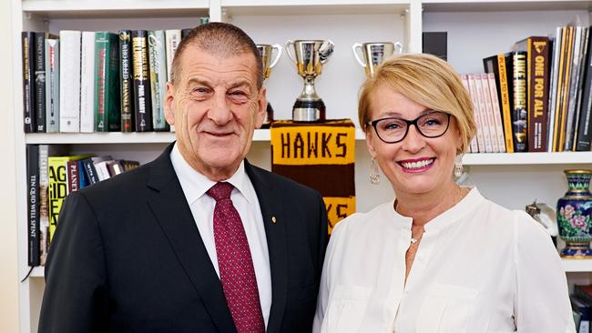 Former premier Jeff Kennett with lord mayoral candidate Sally Capp. Picture: Dean Schmideg