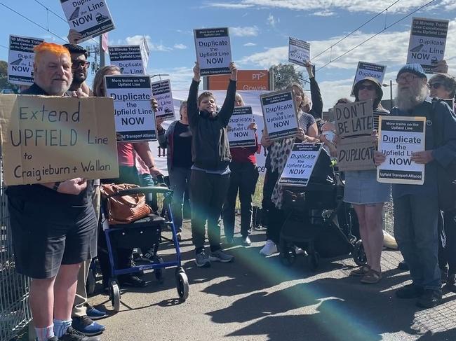 Fawkner locals gathered at Gowrie Railway Station to demand duplicating the Upfield train line.