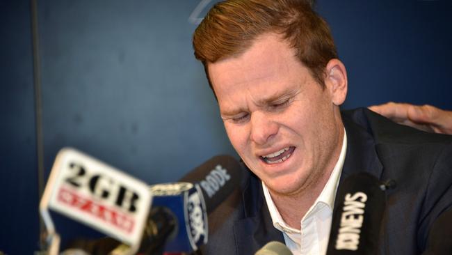 Steve Smith’s teary end to his captaincy reign was the beginning of the Tim Paine era Picture: AFP