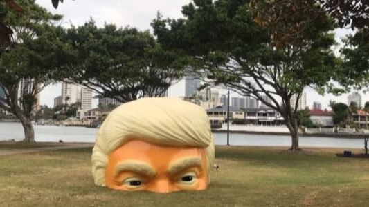 The Donald Trump sculpture at Evandale Parklands on the Gold Coast.