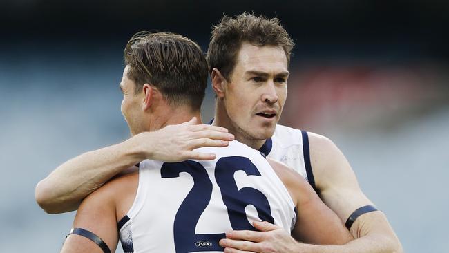 Jeremy Cameron and Tom Hawkins are one of the game’s best forward combinations. Picture: Getty Images