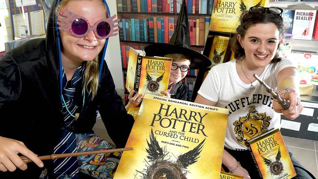 Cousins Mikayla and Oscar Johnson joined Bonnie Batton in celebrating the <i>Harry Potter and the Cursed Child</i> book release. PICTURE: Patrina Malone