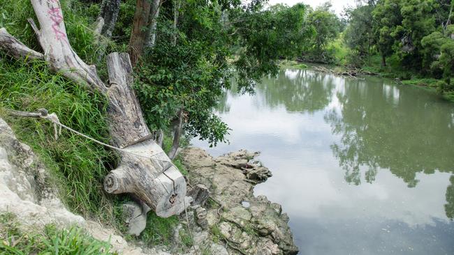 There is a rope swing and a rope to help people up the embankment at the site. Picture: Glenn Campbell.