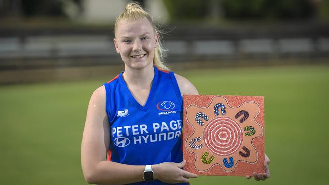 Jessie Sandford of Central District before last SANFLW season’s Indigenous Round. Picture: Roy VanDerVegt