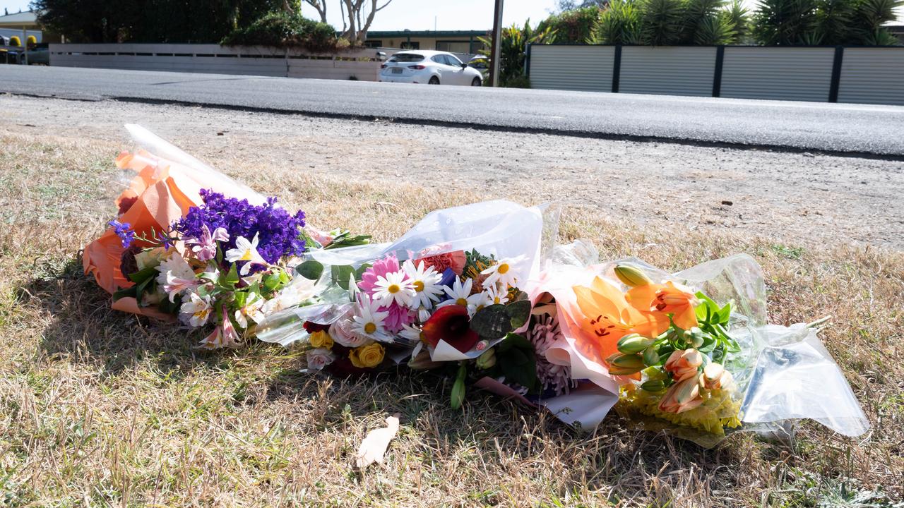 Flowers on Beach Road, Goolwa, where Charlie was struck by Randhawa’s car. Picture: Morgan Sette