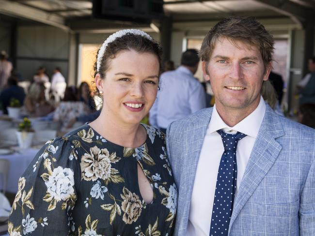 Therese and Clinton Farrell at Warwick Cup race day at Allman Park Racecourse, Saturday, October 14, 2023. Picture: Kevin Farmer