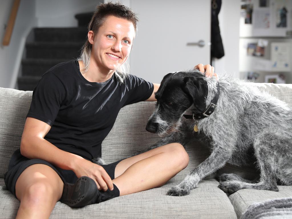 Karen Paxman shows off the mullet that has everyone talking. Picture: Alex Coppel