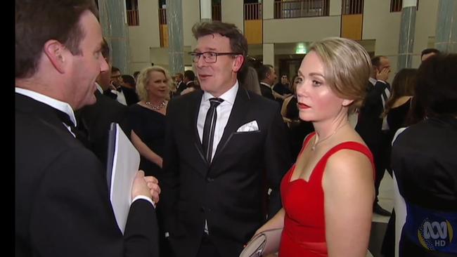 Federal Minister Alan Tudge at the Mid-Winter Ball in the company of Liberal staffer Rachelle Miller, with whom he was having an affair with.