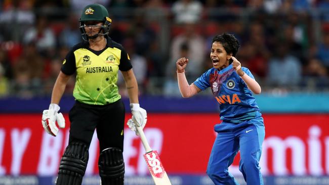 Poonam Yadav bowled Australia out of the opening match of the tournament. Picture: Cameron Spencer/Getty