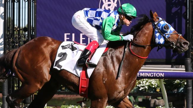 Jockey Craig Williams timed his run to perfection on Fifty Stars. Picture: AAP