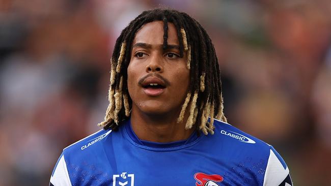 SYDNEY, AUSTRALIA - MARCH 12: Dominic Young of the Knights is sent to the sin bin during the round two NRL match between Wests Tigers and Newcastle Knights at Leichhardt Oval on March 12, 2023 in Sydney, Australia. (Photo by Cameron Spencer/Getty Images)