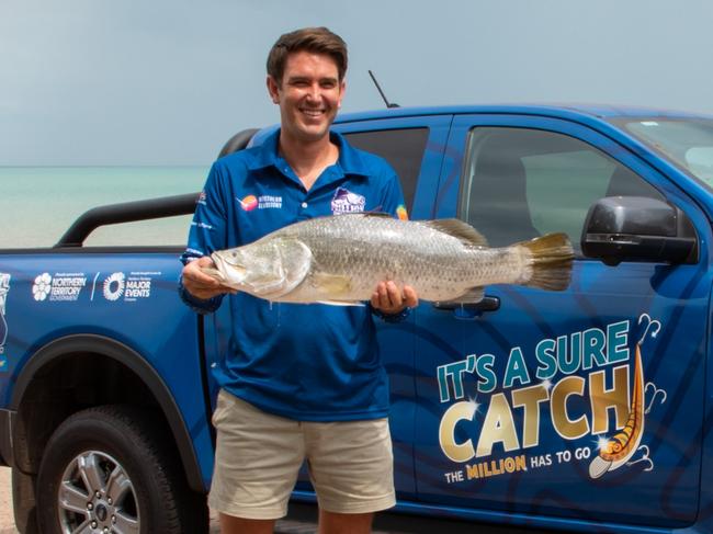 David Anker caught an 85cm $10,000 fish during the NT Million Dollar Fish competition, 2023.