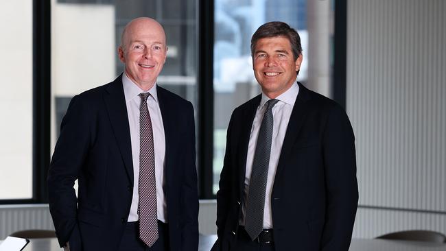 Pictured in Sydney: BOQ chair Warwick Negus and CEO Patrick Allaway. Jane Dempster/The Australian.