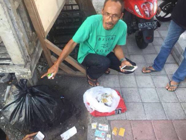 The local man in Bali who found Wayan Sudarsa’s personal belongings. Picture: Supplied
