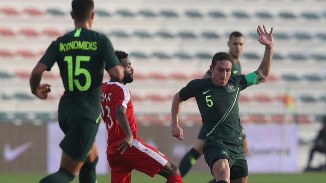 DUBAI, UNITED ARAB EMIRATES - DECEMBER 30:  Mark Milligan of Australia in action during the International Friendly match between Australia and Oman at Maktoum Bin Rashid Al Maktoum Stadium on December 30, 2018 in Dubai, United Arab Emirates.  (Photo by Francois Nel/Getty Images)