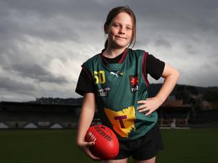 SUN TAS.  Push for a Tasmanian AFL team with Lily Champ 10 of Launceston the star of the advertising campaign.  Picture: Nikki Davis-Jones