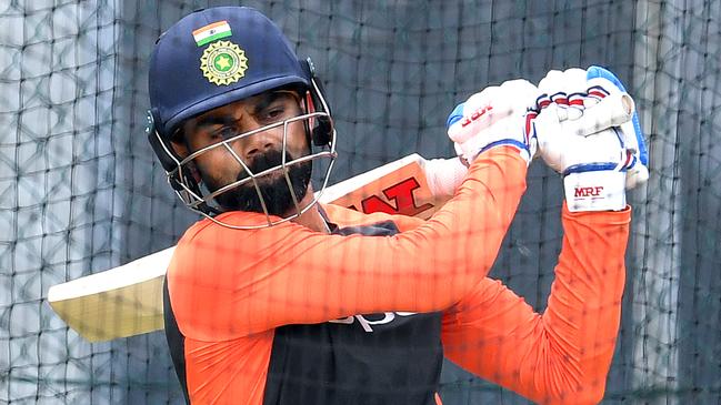 Indian captain Virat Kohil in the nets at the Gabba. Picture: AAP