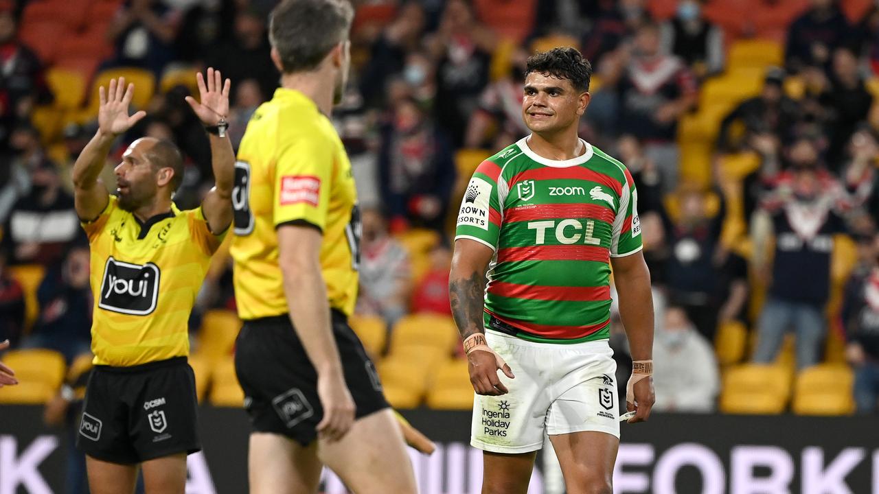 There was anger that natural justice hadn’t been served when Latrell Mitchell was sin-binned, rather than sent off, against the Roosters. Picture: NRL Images