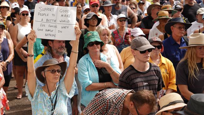 Thousands showed up to rally against crime in the NT in the wake of Declan Laverty’s tragic stabbing death. Picture: Pema Tamang Pakhrin