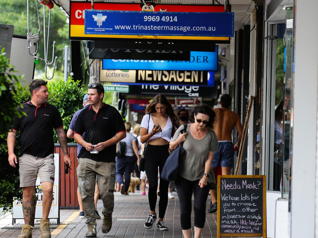 Locals stroll the main shopping strip of Mosman. Picture: NCA NewsWire/Gaye Gerard