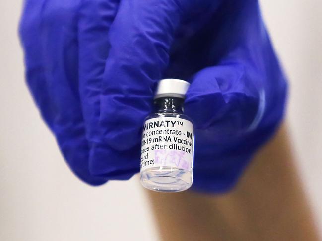 Around 4000 doses of the Pfizer vaccine arrived in Sydney on Sunday. Picture: Steven Saphore/AFP