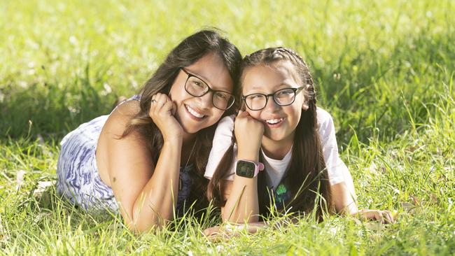 Molly Kirkman’s daughter Audrey, 9, uses a TCL smartwatch to keep in touch with friends and family memers. Picture: Rob Leeson