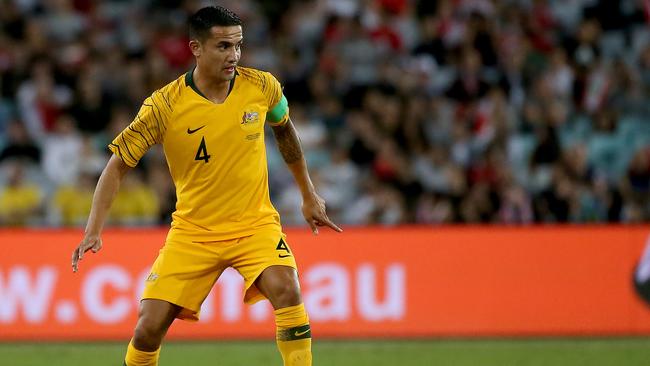 Tim Cahill in action for the Socceroos during international friendly match against Lebanon at ANZ Stadium. Picture: Toby Zerna