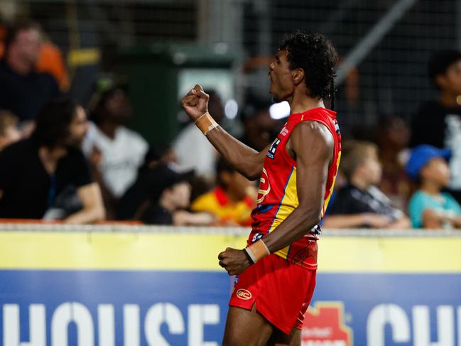 Lloyd Johnston celebrates in Darwin. Picture: Dylan Burns/AFL Photos