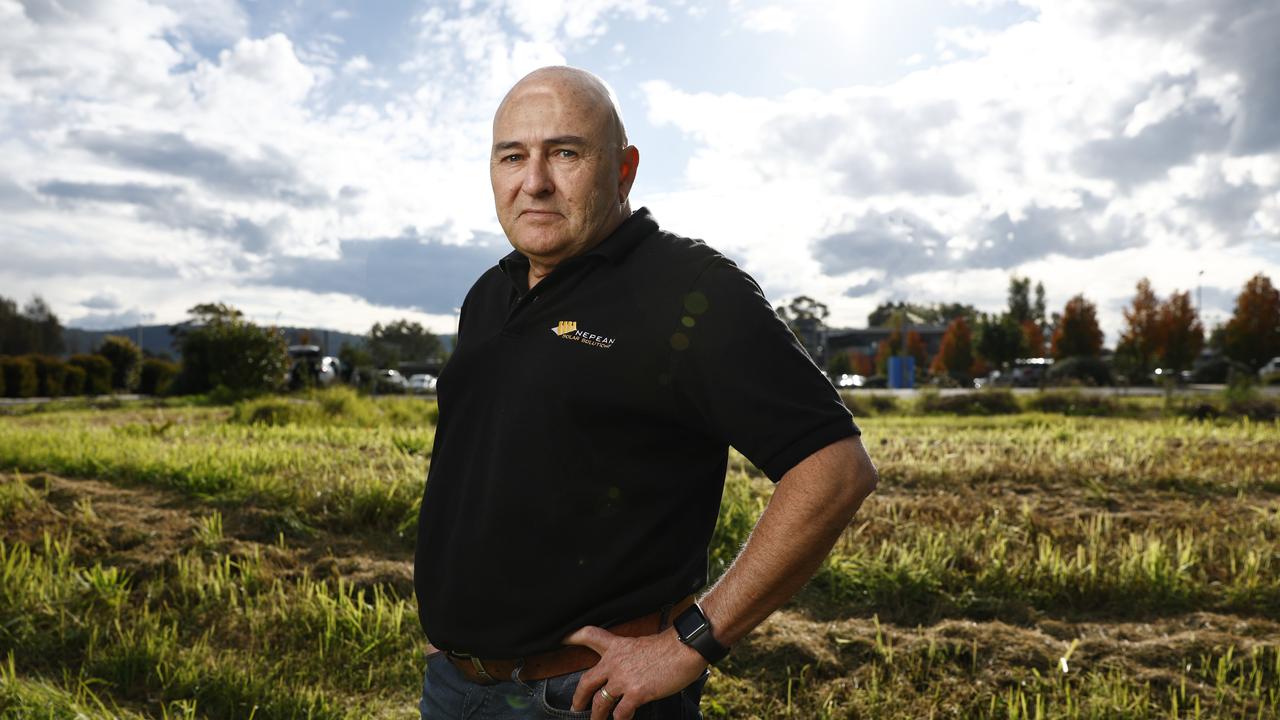 Pictured in Penrith is Nepean Solar owner James Hill who says the construction industry is on “tenterhooks”. Picture: Richard Dobson