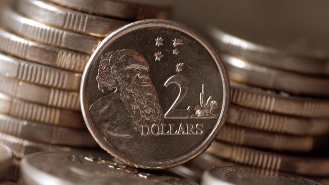 Focus on an Australian two dollar coin