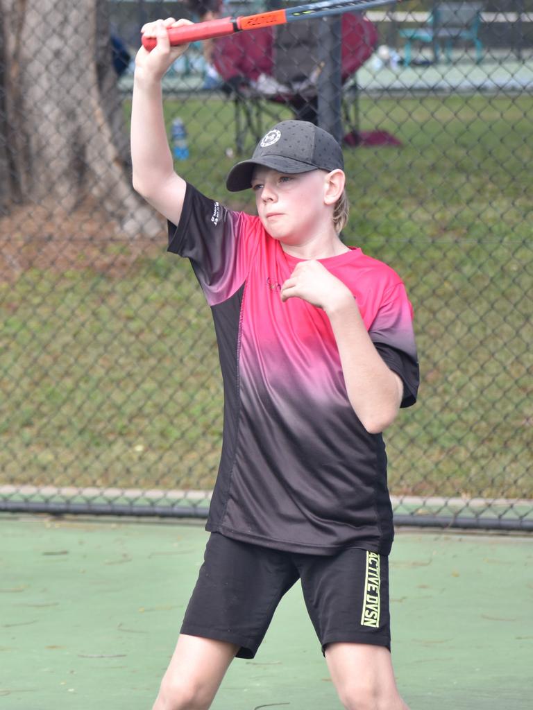 Players on court at the JDS Central Region tournament at the Rockhampton Regional Tennis Centre on July 14, 2024.
