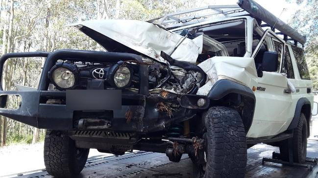 The Toyota Land Cruiser was left totalled following the crash.