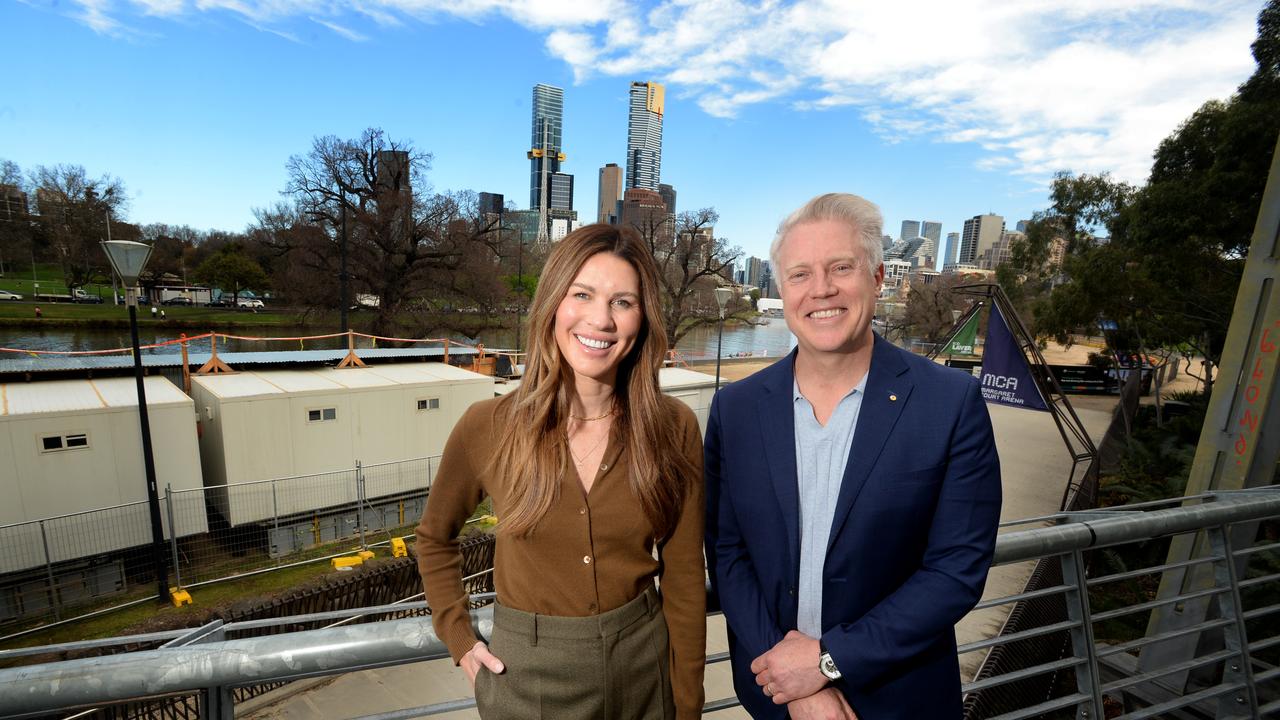 Candidate for Lord Mayor of Melbourne Arron Wood with Deputy Lord Mayoral candidate Erin Deering. Picture: Andrew Henshaw