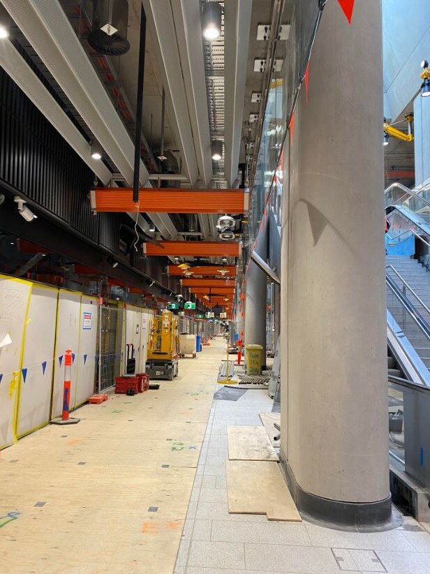 Arden Station, the first of five new underground stations that make up the Metro Tunnel, is expected to be finished by the end of the year. Picture: Carly Douglas