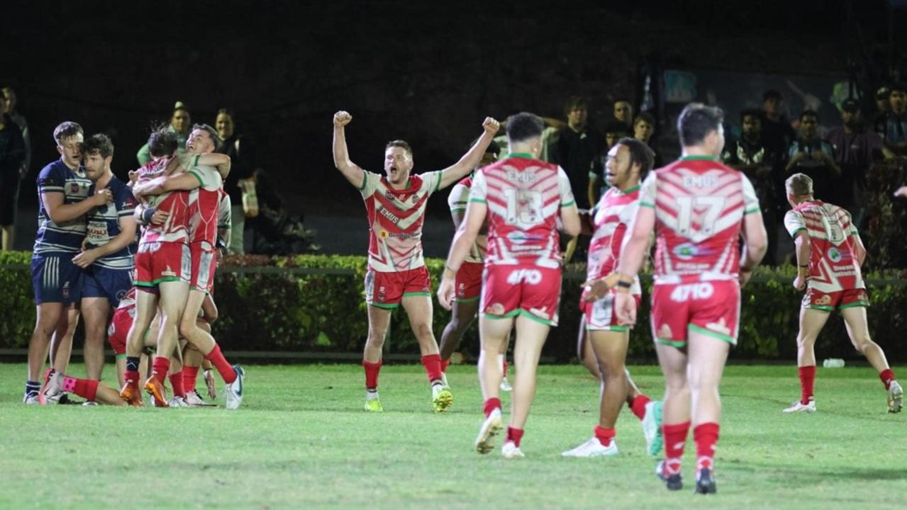 Halfback Travis Field celebrates Emu Park's semi-final win over Rockhampton Brothers. Photo: Leeann Booth