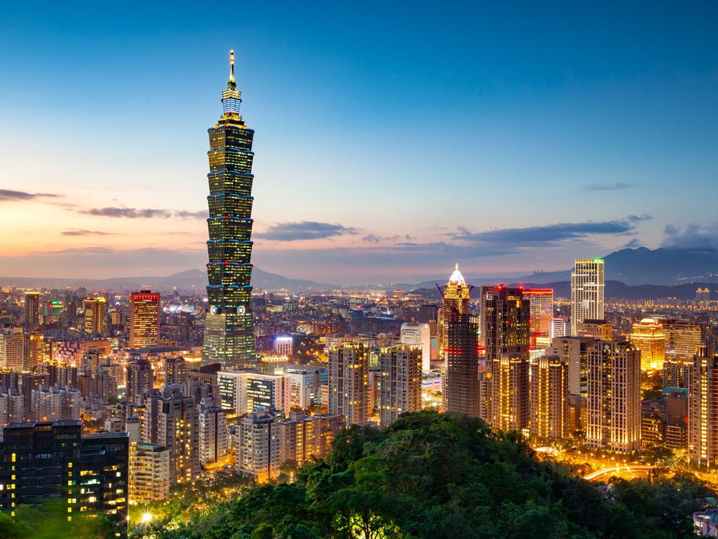 Taipei’s skyline at night.