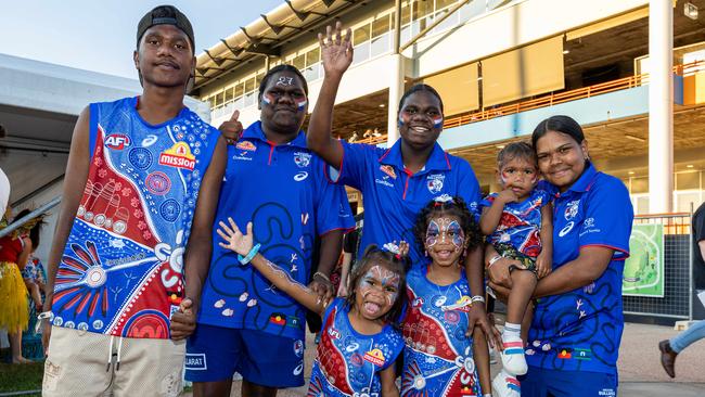 Kantilla family at the Gold Coast Suns v Western Bulldogs 2025 AFL match at TIO Stadium. Picture: Pema Tamang Pakhrin